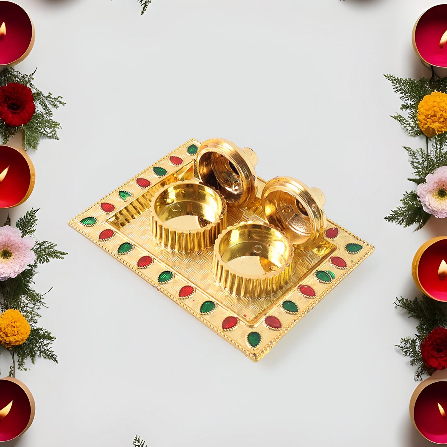Rakasha Bandhan Special Puja Thali, Kumkum Thali Holder, Pooja Return Gift, Indian Housewarming Gifts, Brother / Bhai / Bhabhi / Sister / Family for Rakshabandhan, Diwali